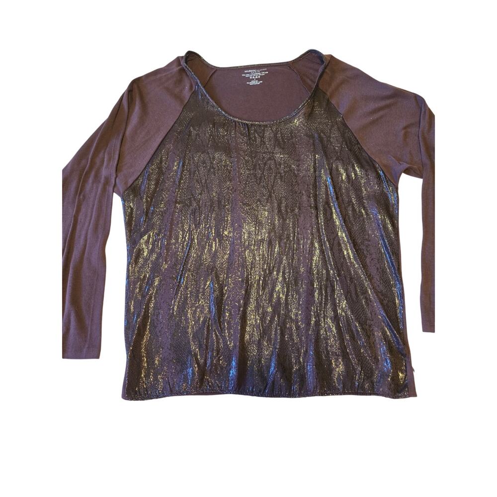 Sz 4 MAJESTIC FILATURES Paris Eggplant Silk Cashmere Snakeskin Print L/S Top